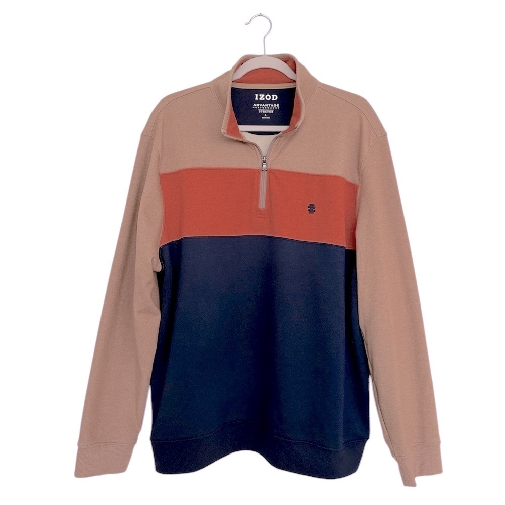 IZOD Men's Slim Fit Advantage Performance Quarter Zip Fleece Pullover Sweatshirt - Picture 2 of 9